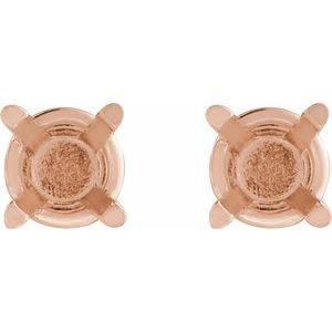 14K Rose Gold 2.5 mm Round 4-Prong Lightweight Earring Mounting – image 2