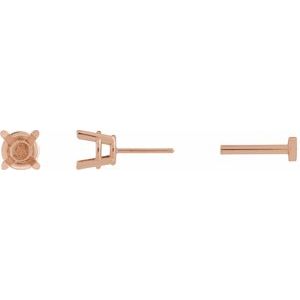 14K Rose Gold 2.5 mm Round 4-Prong Lightweight Earring Mounting