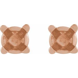 14K Rose Gold 3 mm Round 4-Prong Lightweight Earring Mounting – image 2