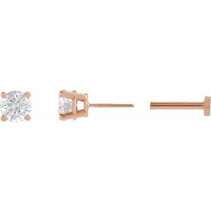 14K Rose Gold 1/4 CT Natural Diamond Earring