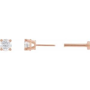 14K Rose Gold Natural White Sapphire Earring
