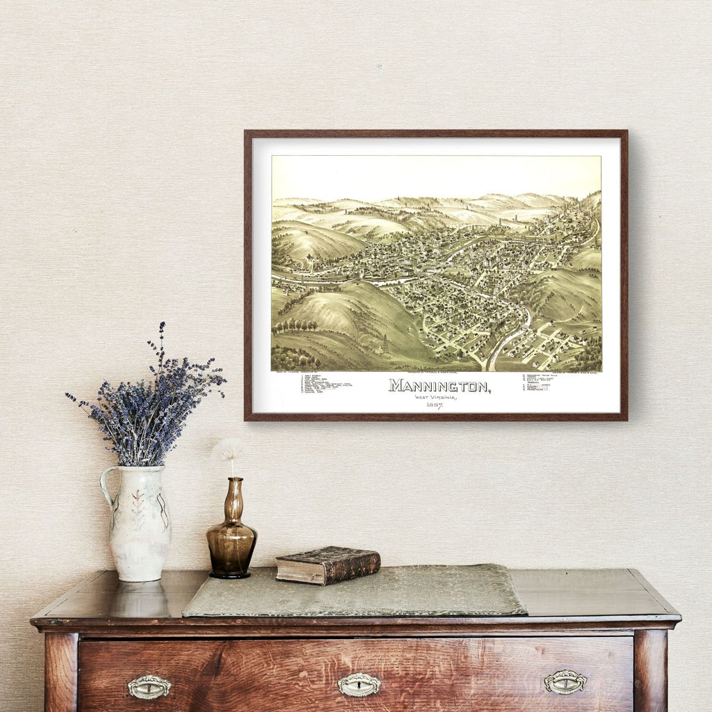 Vintage Map of Mannington, West Virginia 1897