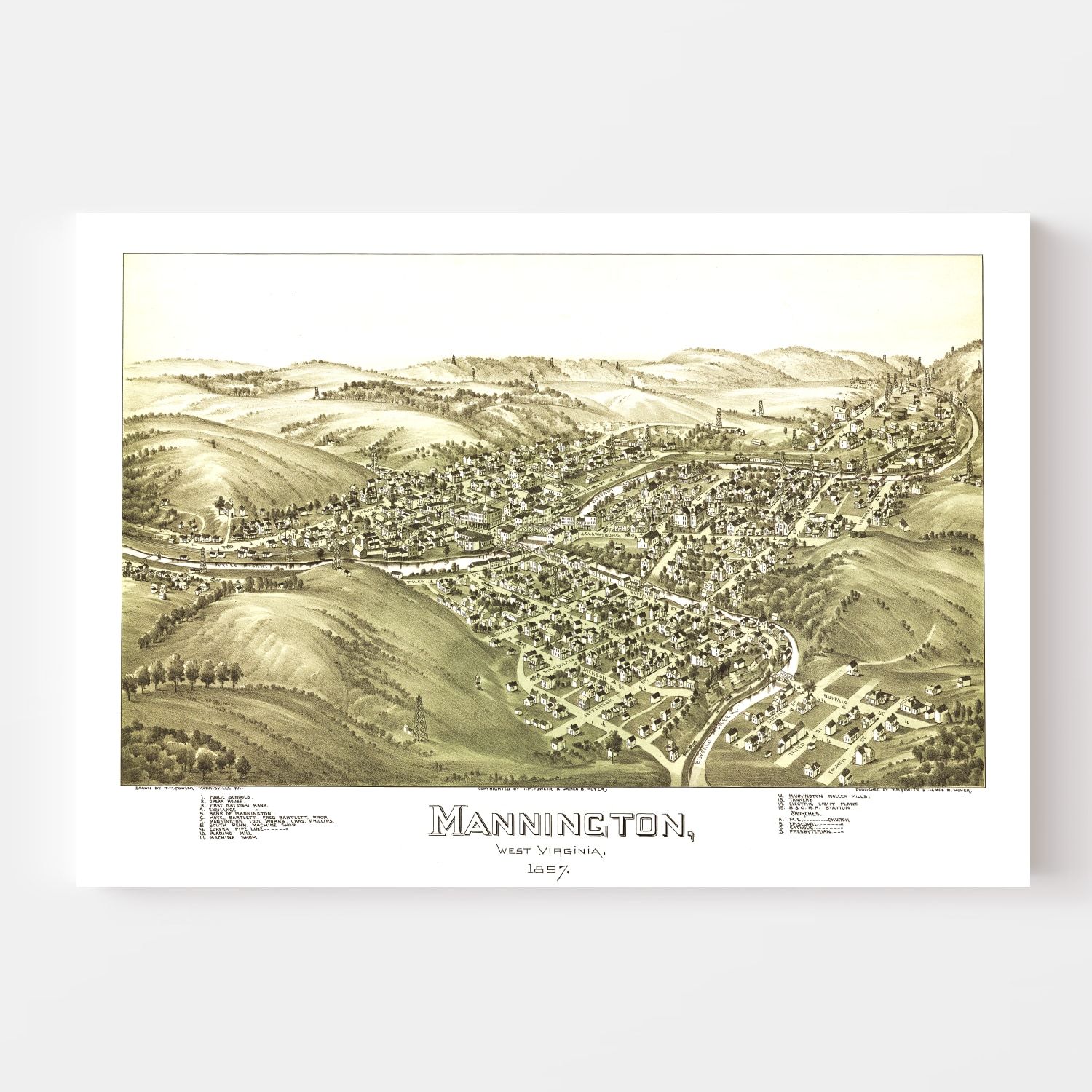 Vintage Map of Mannington, West Virginia 1897