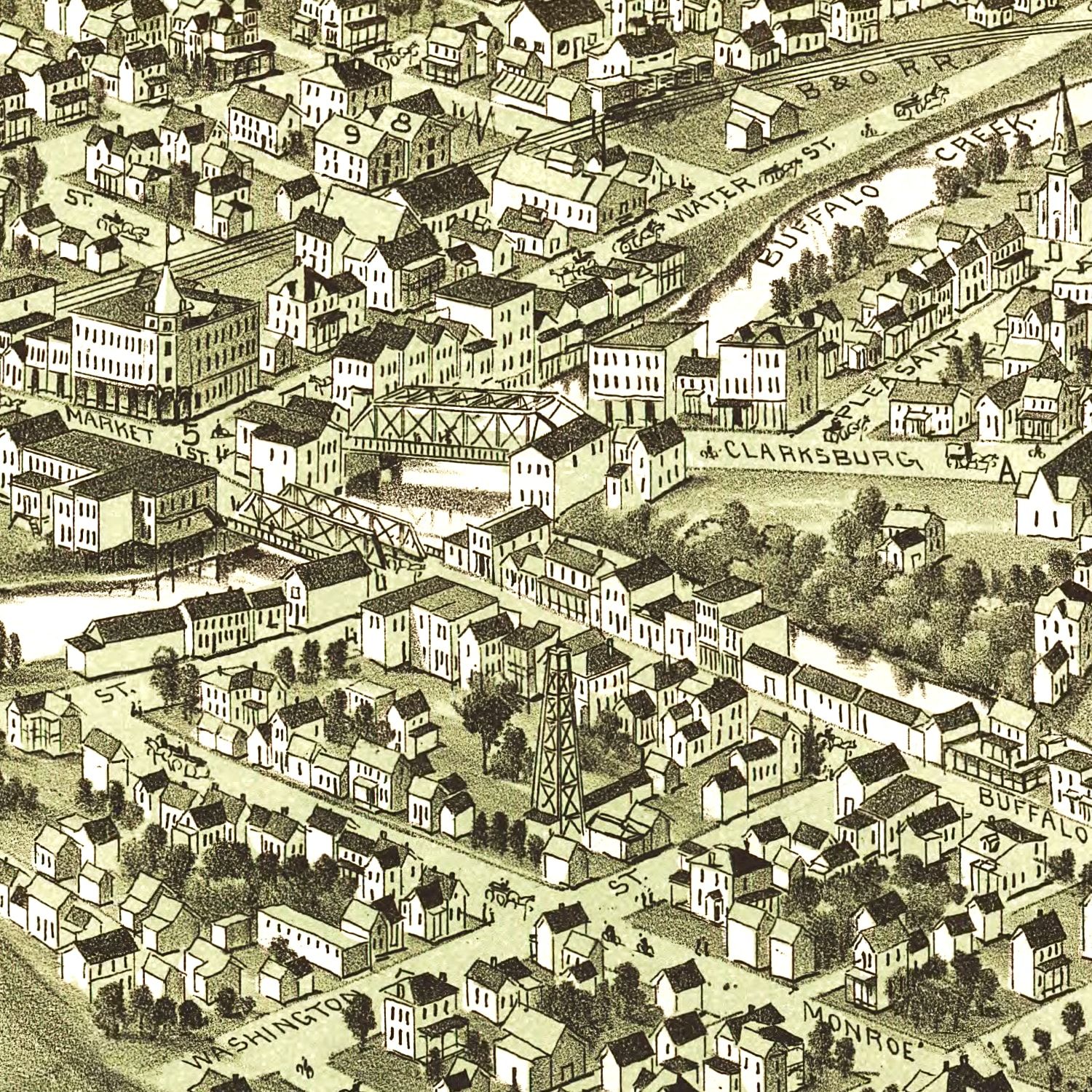 Vintage Map of Mannington, West Virginia 1897