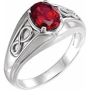 14K White Gold Lab-Grown Ruby Infinity Ring