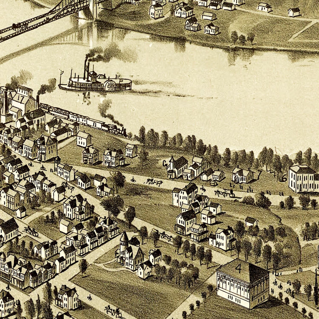 Vintage Map of Morgantown, West Virginia 1897