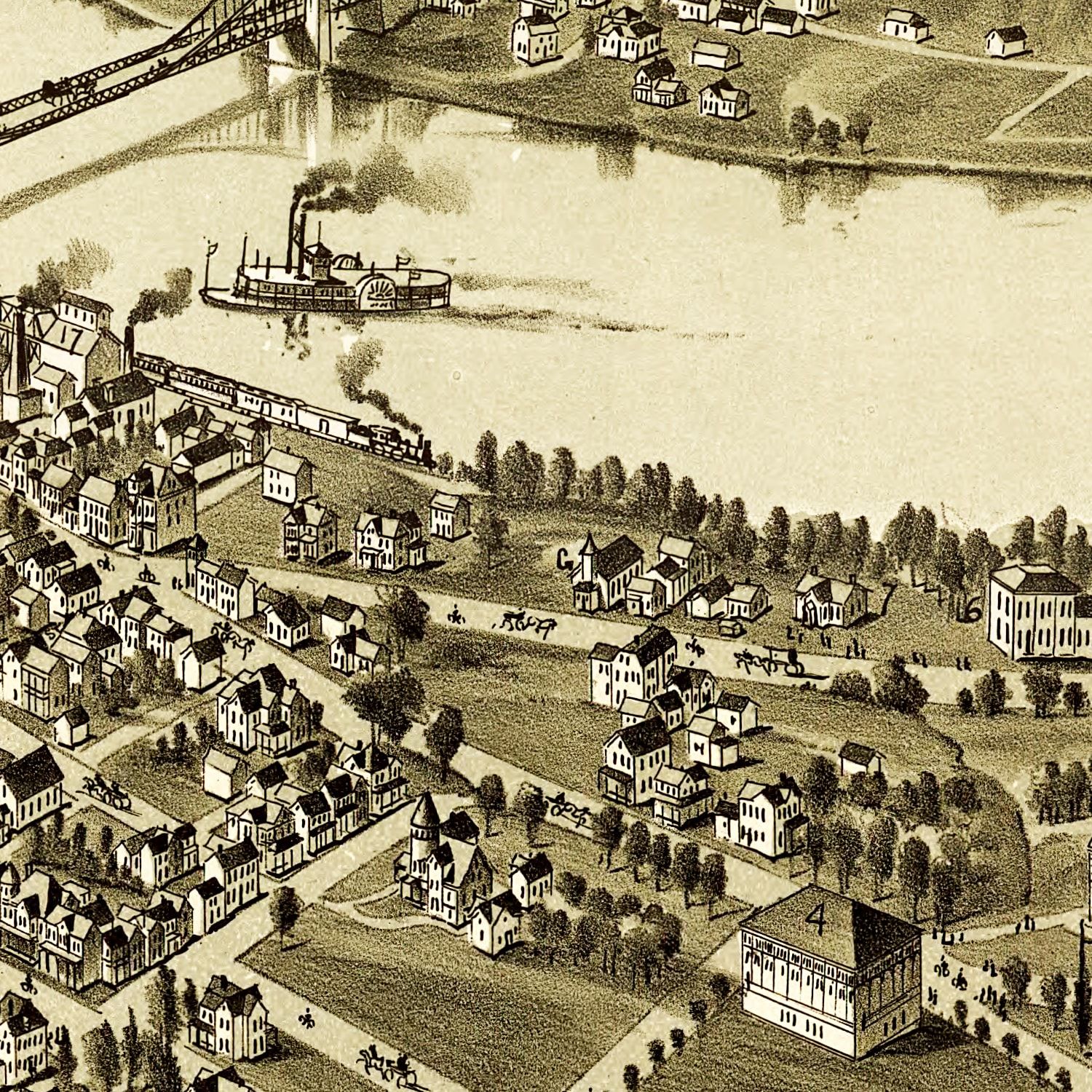 Vintage Map of Morgantown, West Virginia 1897