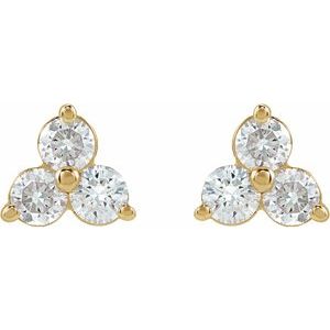 14K Yellow Gold 1/4 CTW Natural Diamond Three-Stone Cluster Earring – image 2