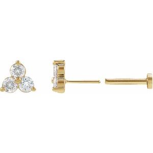 14K Yellow Gold 1/4 CTW Natural Diamond Three-Stone Cluster Earring