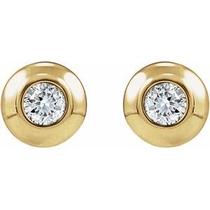 14K Yellow Gold .03 CT Natural Diamond Domed Bezel-Set Earring – image 3