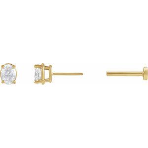 14K Yellow Gold 1/6 CT Natural Diamond Earring – image 3