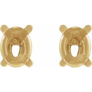 14K Yellow Gold 3.6x2.7 mm Oval 4-Prong Earring Mounting – image 2