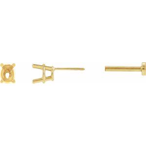 14K Yellow Gold 3.6x2.7 mm Oval 4-Prong Earring Mounting – image 3