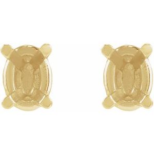 14K Yellow Gold 3x2.3 mm Oval 4-Prong Earring Mounting