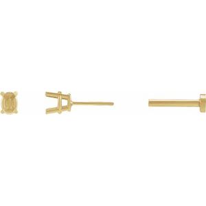 14K Yellow Gold 3x2.3 mm Oval 4-Prong Earring Mounting – image 3
