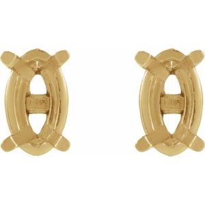 14K Yellow Gold 5x3 mm Oval 4-Prong Earring Mounting – image 2