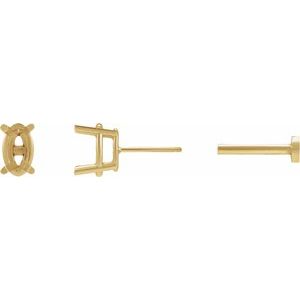 14K Yellow Gold 5x3 mm Oval 4-Prong Earring Mounting – image 3