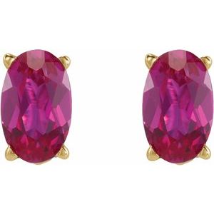 14K Yellow Gold 5x3 mm  Natural Ruby Earring – image 2