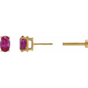 14K Yellow Gold 4x3 mm  Natural Ruby Earring – image 3