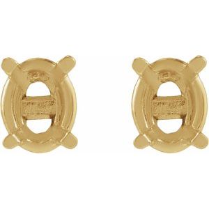 14K Yellow Gold 4x3 mm Oval 4-Prong Earring Mounting – image 2