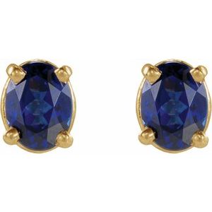14K Yellow Gold 4x3 mm  Natural Blue Sapphire Earring – image 2