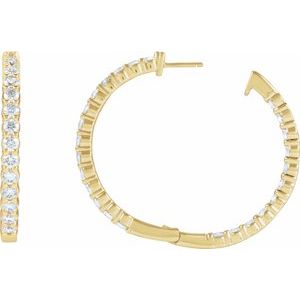 14K Yellow Gold Vermeil 5 CTW Lab-Grown Diamond Inside-Outside 37.8 mm Hoop Earrings – image 4