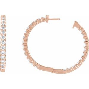 14K Rose Gold 5 CTW Lab-Grown Diamond Inside-Outside Hinged 37.8 mm Hoop Earrings – image 4