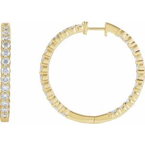 14K Yellow Gold Vermeil 5 CTW Lab-Grown Diamond Inside-Outside 37.8 mm Hoop Earrings