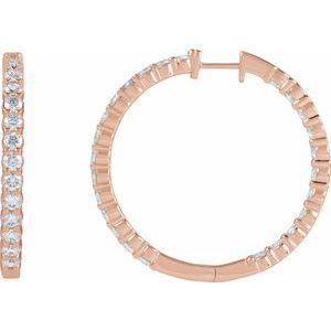 14K Rose 5 CTW Natural Diamond Inside-Outside Hinged 37.8 mm Hoop Earrings