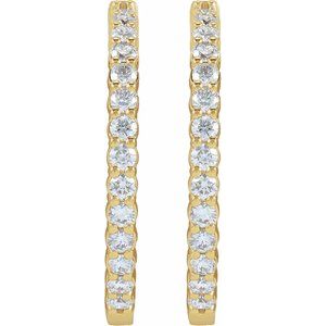 14K Yellow Gold Vermeil 5 CTW Lab-Grown Diamond Inside-Outside 37.8 mm Hoop Earrings – image 3