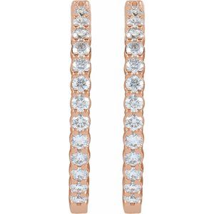 14K Rose Gold 5 CTW Lab-Grown Diamond Inside-Outside Hinged 37.8 mm Hoop Earrings – image 3
