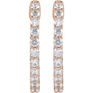 14K Rose Gold 3/4 CTW Lab-Grown Diamond Inside-Outside Hinged 17.2 mm Hoop Earrings – image 3