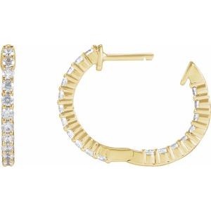 14K Yellow Gold 3/4 CTW Lab-Grown Diamond Inside-Outside Hinged 17.2 mm Hoop Earrings – image 4