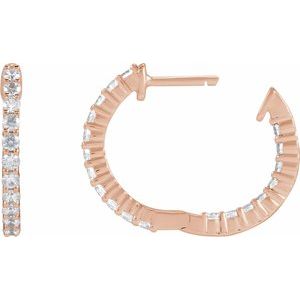 14K Rose Gold 3/4 CTW Lab-Grown Diamond Inside-Outside Hinged 17.2 mm Hoop Earrings – image 4