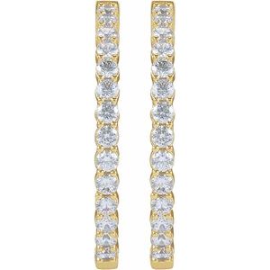 14K Yellow Gold Vermeil 4 CTW Lab-Grown Diamond Inside-Outside 36 mm Hoop Earrings – image 2