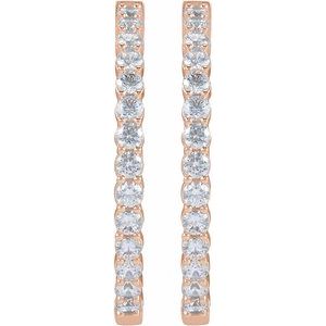 14K Rose 4 CTW Lab-Grown Diamond Inside-Outside Hinged 36 mm Hoop Earrings