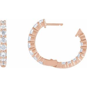 14K Rose Gold 2 CTW Lab-Grown Diamond Inside-Outside Hinged 20 mm Hoop Earrings – image 4