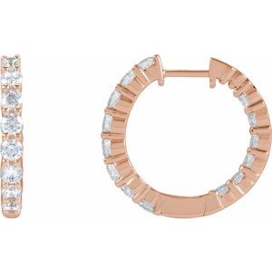 14K Rose Gold 2 CTW Lab-Grown Diamond Inside-Outside Hinged 20 mm Hoop Earrings