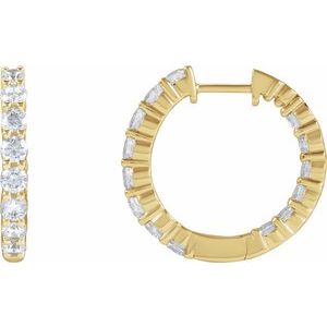 14K Yellow Gold Vermeil 2 CTW Lab-Grown Diamond Inside-Outside 20 mm Hoop Earrings