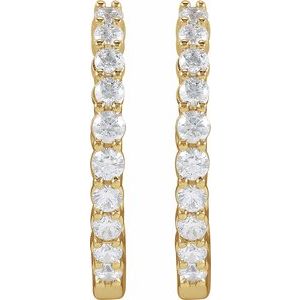 14K Yellow Gold 1 CTW Lab-Grown Diamond Inside-Outside Hinged 19.3 mm Hoop Earrings – image 3