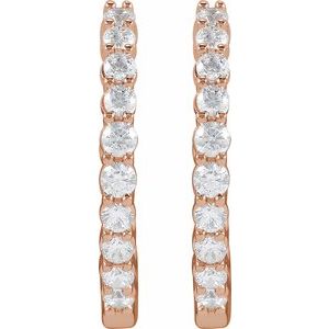 14K Rose Gold 1 CTW Natural Diamond Inside-Outside Hinged 19.3 mm Hoop Earrings – image 3