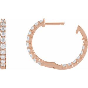 14K Rose Gold 1 CTW Lab-Grown Diamond Inside-Outside Hinged 19.3 mm Hoop Earrings – image 4