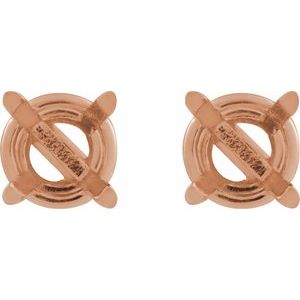 14K Rose Gold 5 mm Round 4-Prong Lightweight Earring Mounting