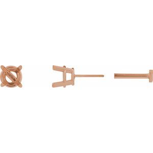 14K Rose Gold 5 mm Round 4-Prong Lightweight Earring Mounting – image 2