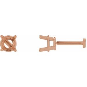 14K Rose Gold 5 mm Round 4-Prong Lightweight Earring Mounting