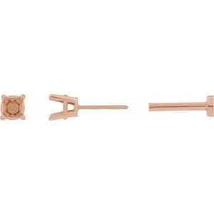 14K Rose Gold 4 mm Round 4-Prong Lightweight Earring Mounting – image 2