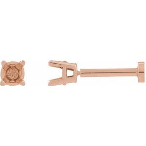 14K Rose Gold 4 mm Round 4-Prong Lightweight Earring Mounting