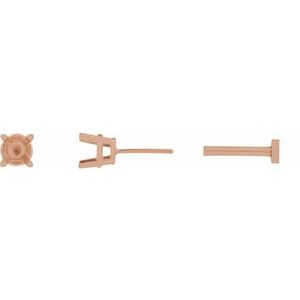 14K Rose Gold 2.5 mm Round 4-Prong Lightweight Earring Mounting – image 2