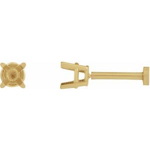 14K Yellow Gold 4 mm Round 4-Prong Lightweight Earring Mounting