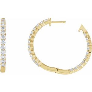 14K Yellow Gold Vermeil 3 CTW Lab-Grown Diamond Inside-Outside 30 mm Hoop Earrings – image 4
